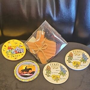 Texas Gift Set Bamboo Coasters And 4 Wall Plaques